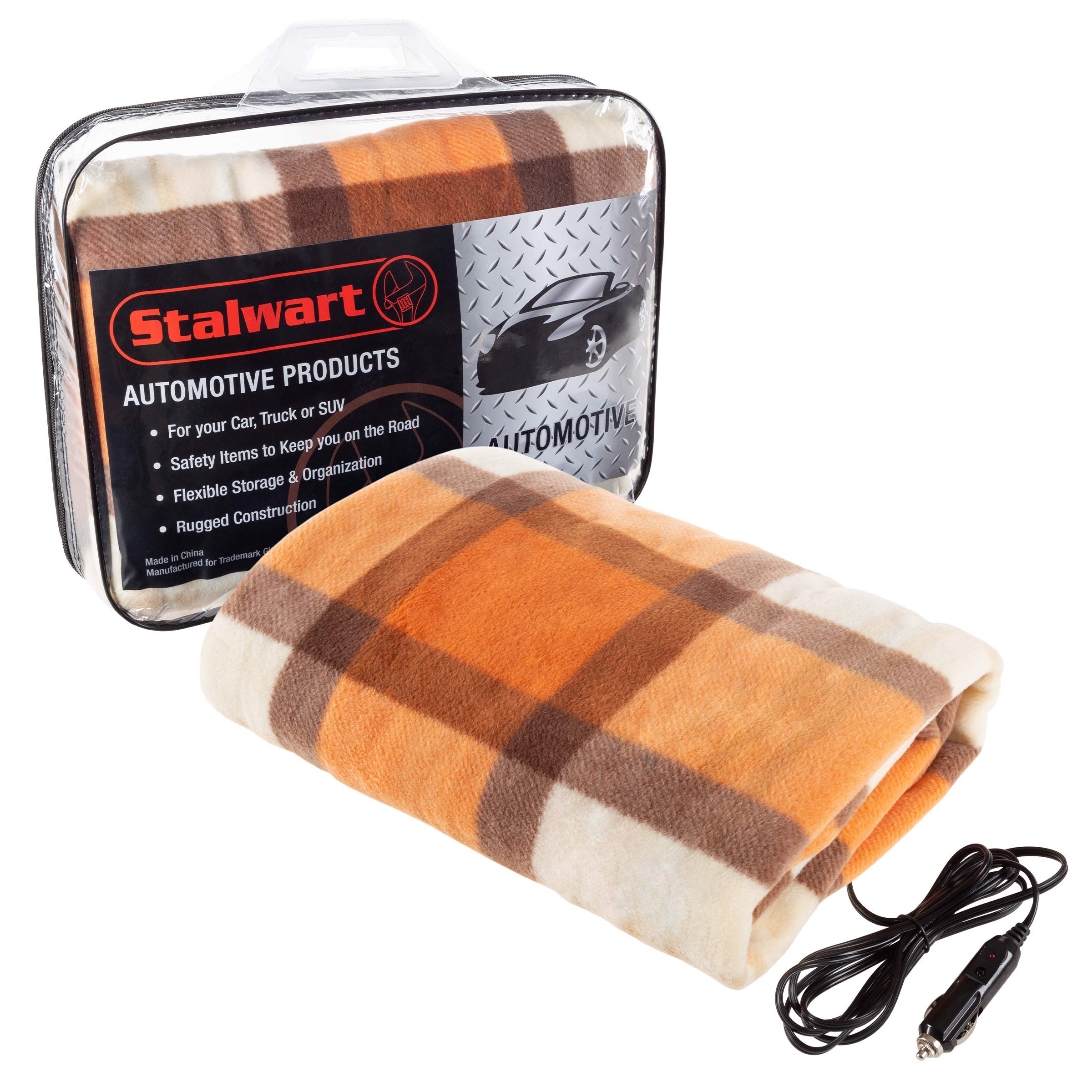 Heated Car Blanket – 12-Volt Electric Blanket for Car, Truck, SUV, or RV – Portable Heated Throw for Camping Essentials by Stalwart (Green/Black)
