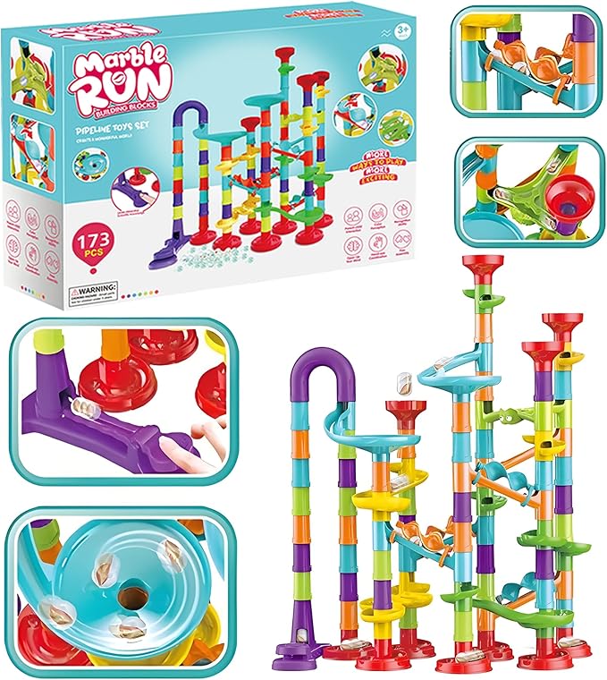 142pcs Large Marble Race Run Building Blocks Toys Educational Preschool Kids Deluxe Set