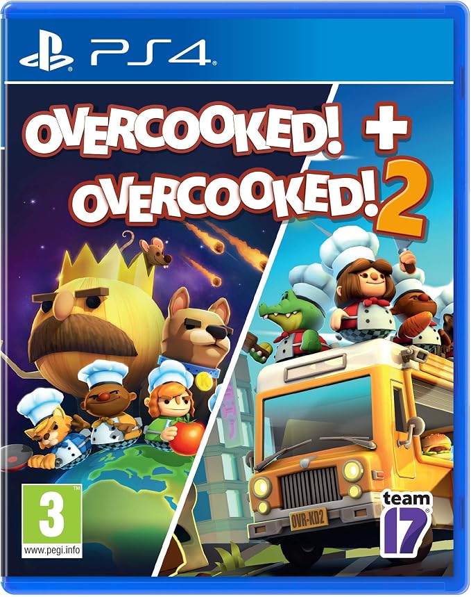 Overcooked 1 + Overcooked 2 PS4 New! Family Fun Cooking Game Party Night, Chef