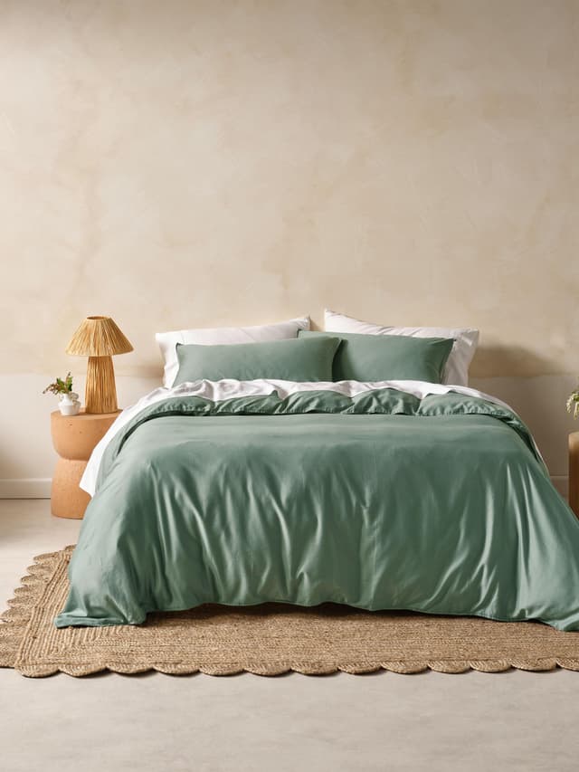 Linen House Surf Wash Quilt Cover Set (Seafoam) - Single