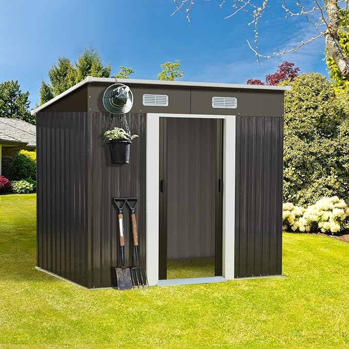 Livsip Garden Shed Outdoor Storage Sheds 1.94x1.21M Workshop Cabin Metal Base