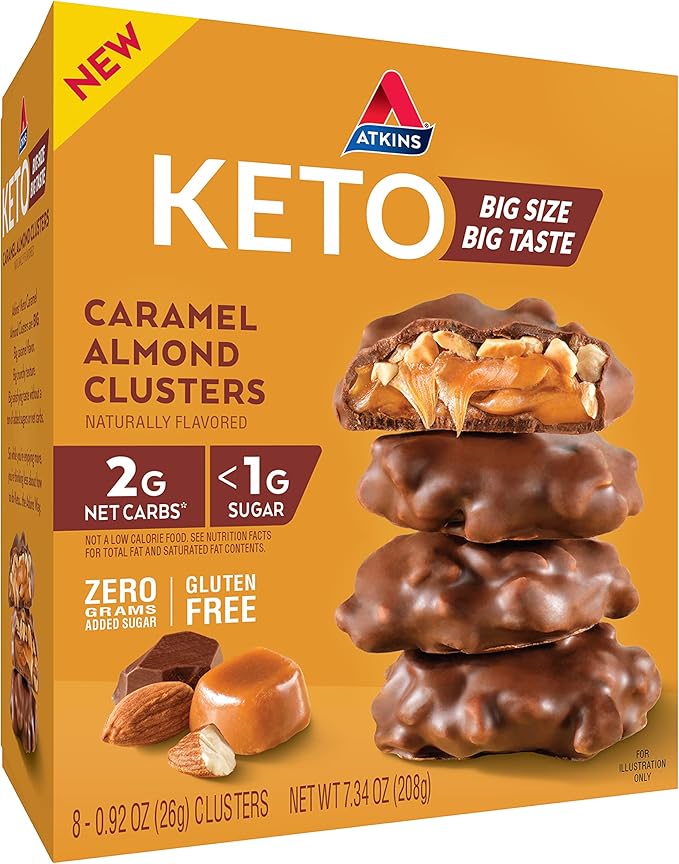 Atkins Keto Treat Caramel almond Clusters 8 Count