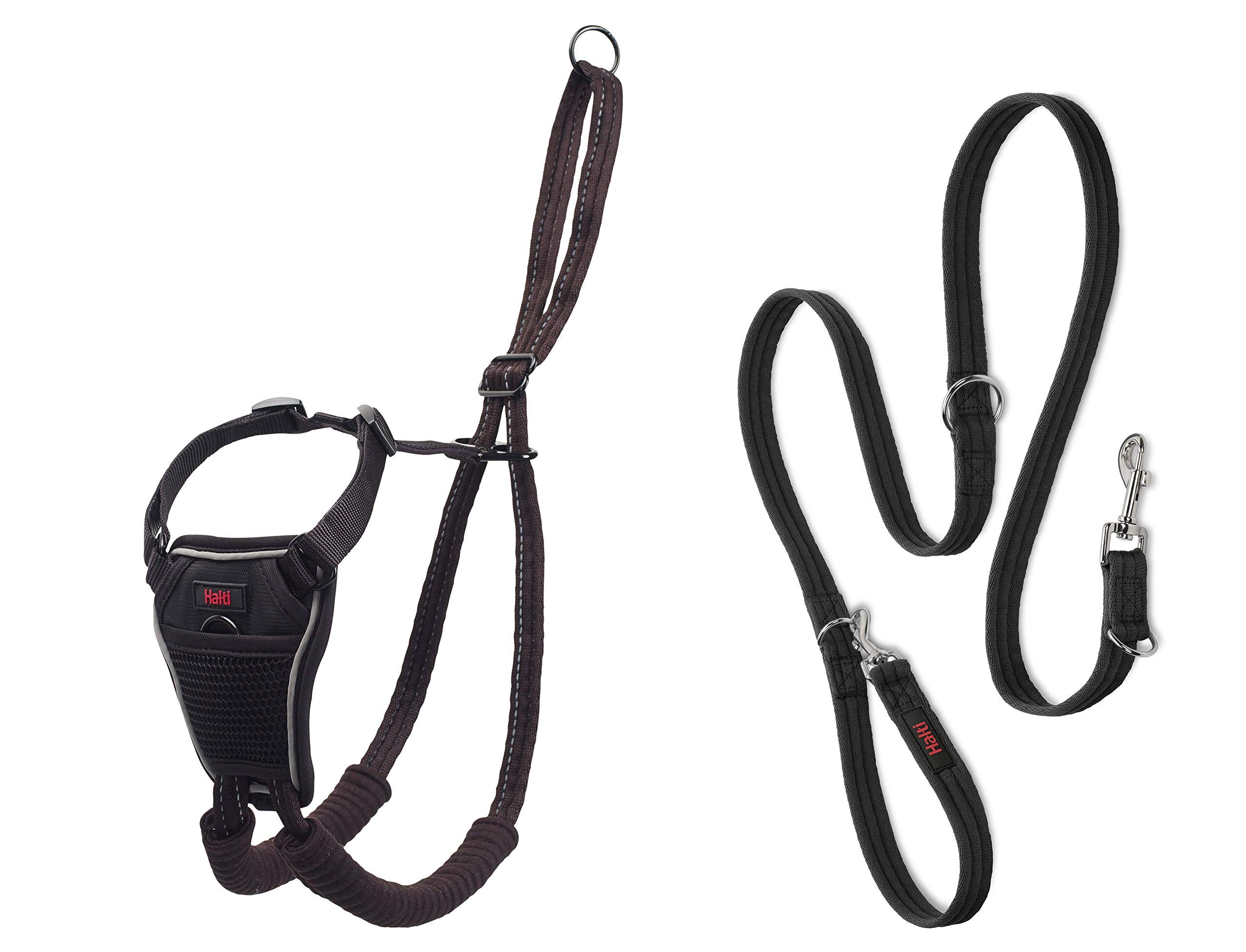 Halti No Pull Harness and Training Lead Combination Pack, Stop Dog Pulling On Walks, Includes Large No Pull Harness and Double Ended Lead, Black