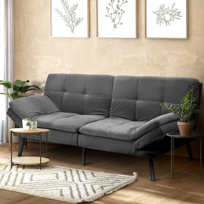 Oikiture Sofa Bed Futon Recliner Lounge 3-Seater Black