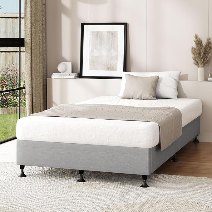 Oikiture Bed Frame Single Size Bed Base Platform Grey