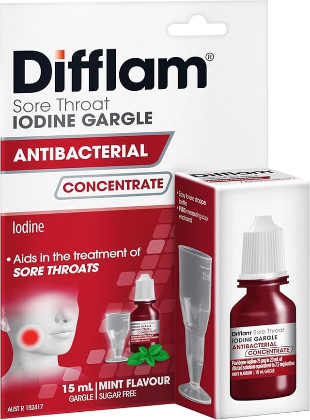 Difflam Concentrate Sore Throat Gargle with Iodine