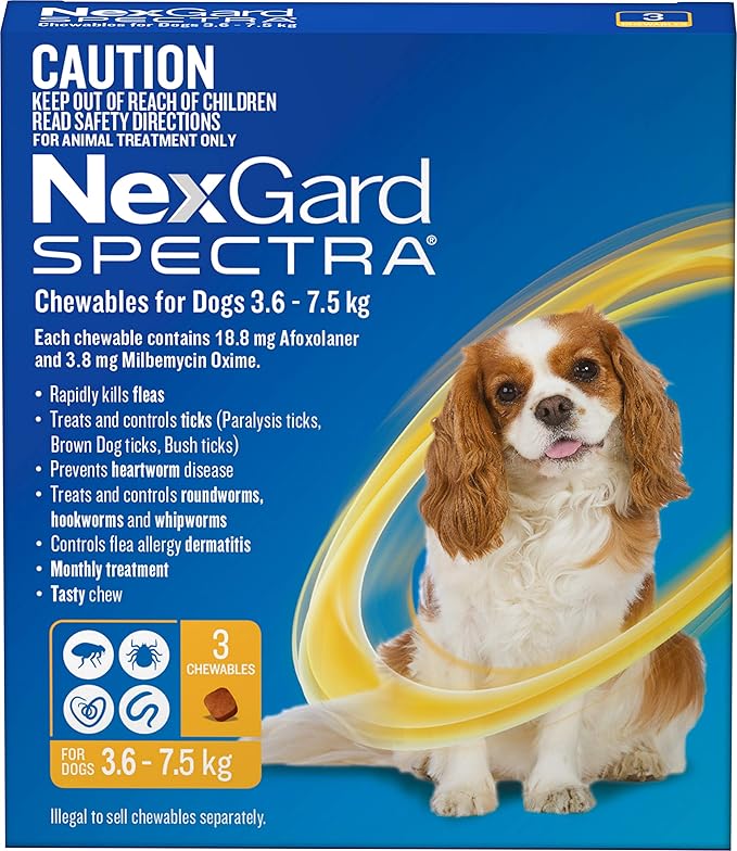 Nexgard Spectra Yellow for Dogs 3.6-7.5kg 6 Pack