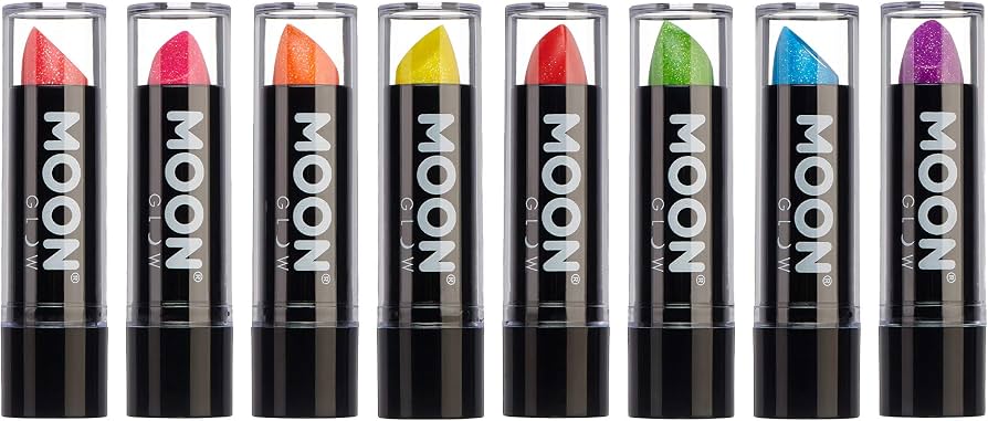 Moon Glow - Neon UV Glitter Lipstick - Set of 8, Green