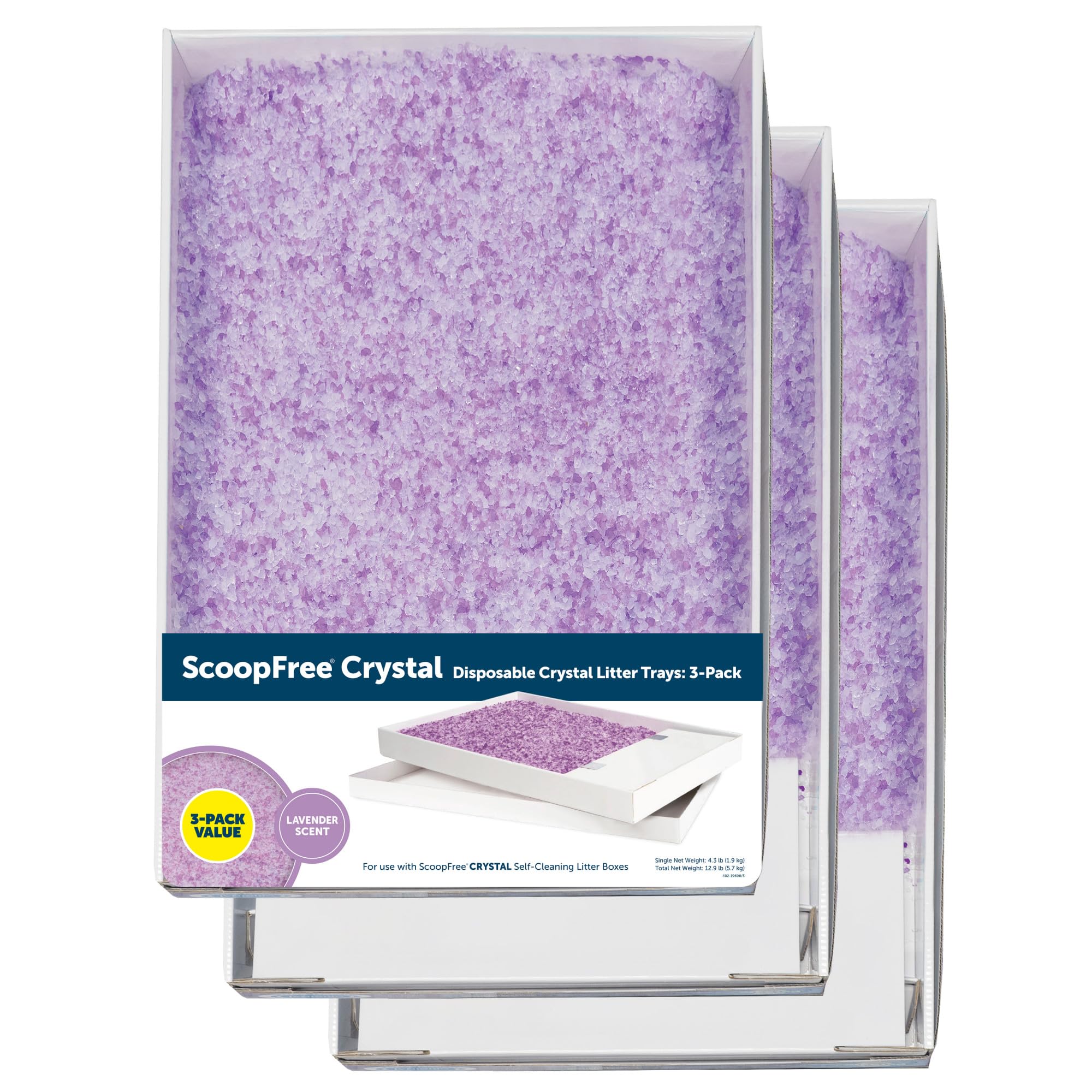 PetSafe ScoopFree Self-Cleaning Cat Litter Box Tray Refills - Non-Clumping Crystal Cat Litter - 6-Pack Lavender