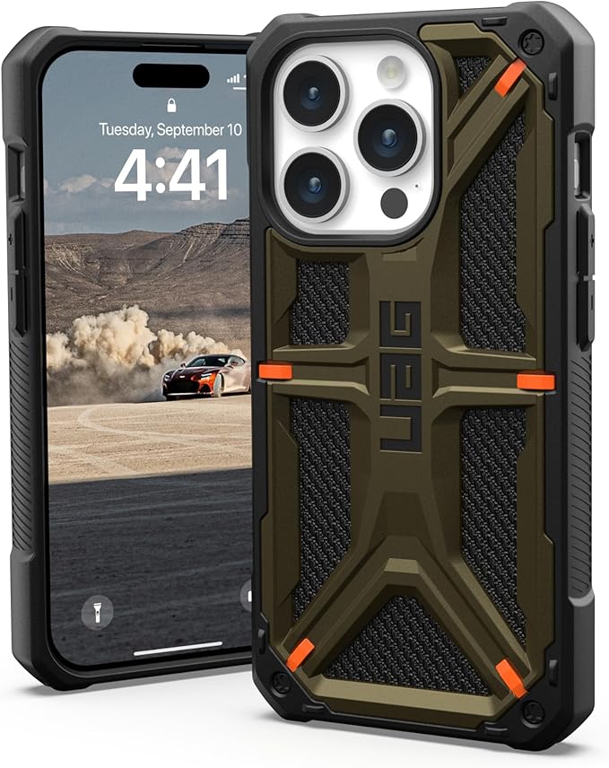 UAG Monarch Rugged Tough Case iPhone 15 Pro 6.1 Kevlar Green