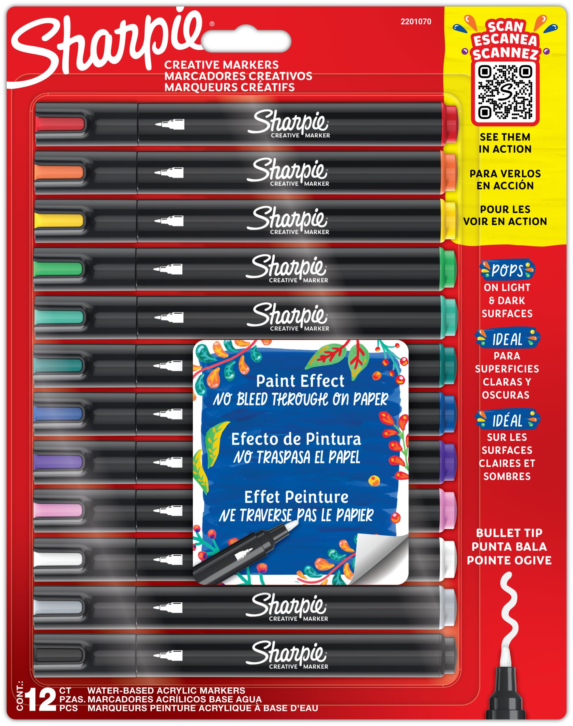 Sharpie Creative Markers Assorted Set of 12 - Waterproof Marker Pen