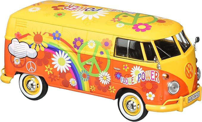 Motor Max 1:24 VW Volkswagen Type 2 T1 Delivery Van Flower Power