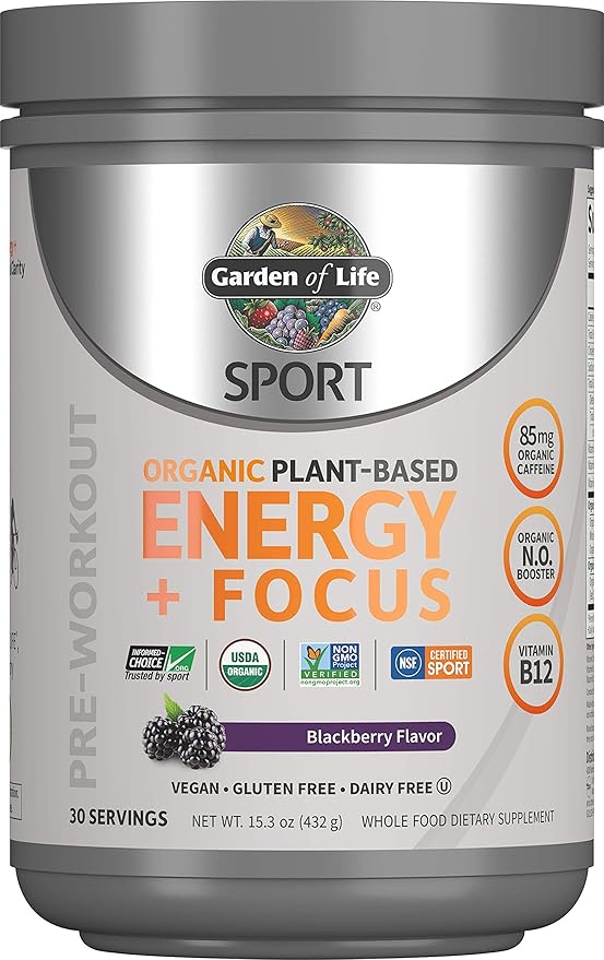 Garden of Life Sport Energy + Focus, Plant-Based, Organic, Blackberry - 15.3 oz