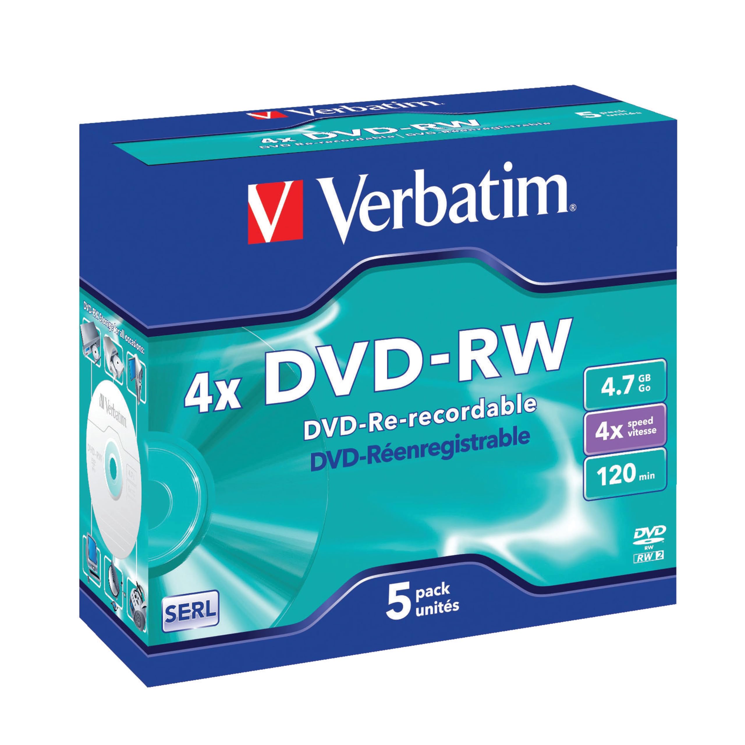 Verbatim DVD-RW 4.7GB 5pk Jewel Case 2x