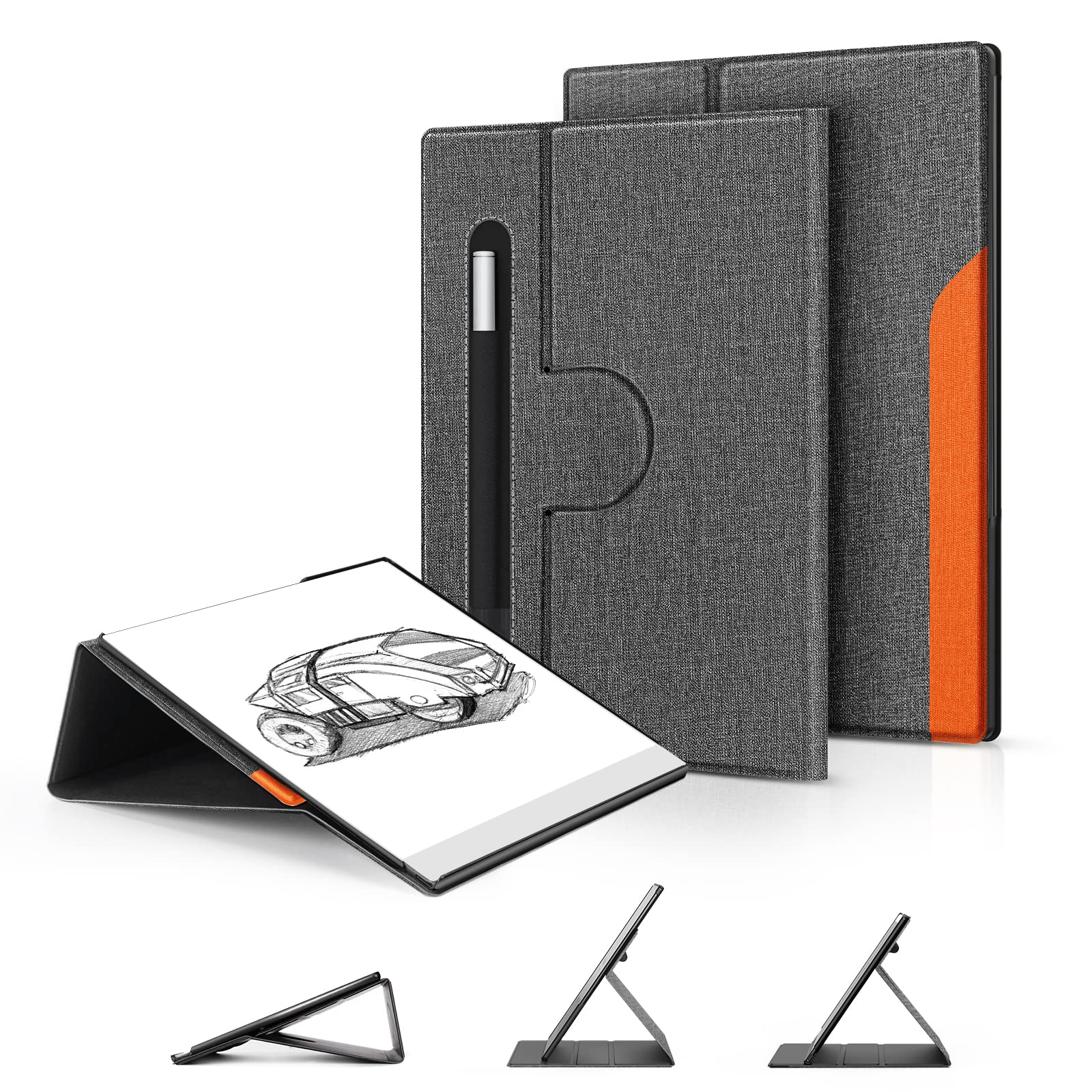 Ayotu Book Folio Case for Remarkable 2 Paper Tablet 10.3" 2020 Released, Premuin Fabric Smart Cover with 360 Degree Rotatable Stand and Stylus