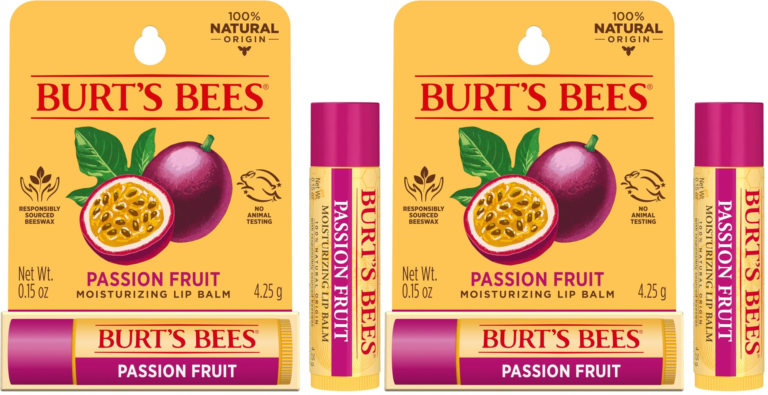 Burt's Bees 100% Natural Origin Lip Balm, Passion Fruit with Beeswax