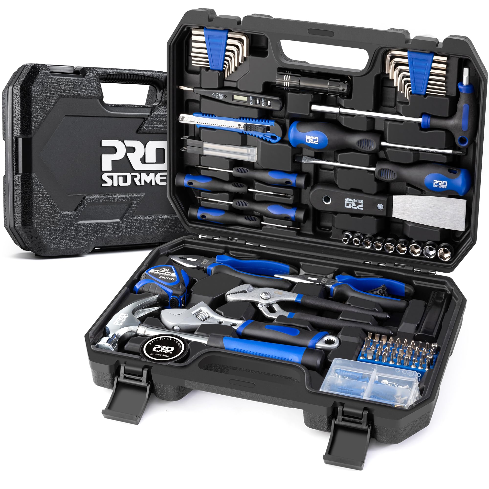 120-Piece Home Repair Tool Set - PROSTORMER General Household Tool Kit With Tool Box Storage Case For House, Office, Dorm and Apartment