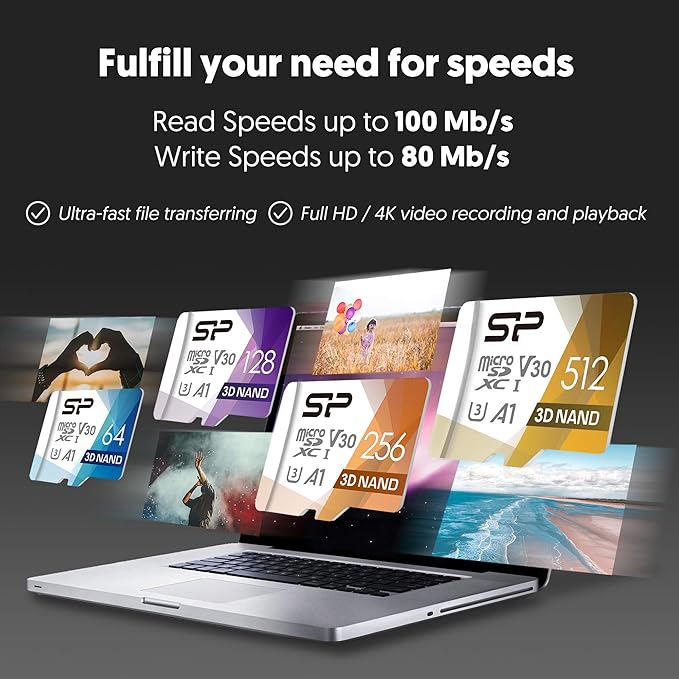 Silicon Power Superior Pro 512GB microSDXC UHS-I/U3 Memory Card With Adapter, SP512GBSTXDU3V20AB Microsd Cards