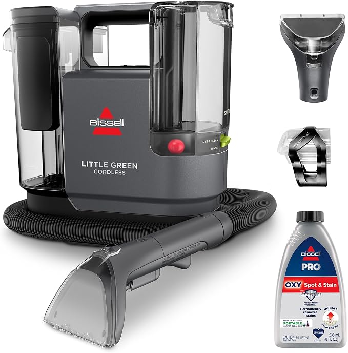BISSELL Little Green Cordless SmartMix Portable Carpet Cleaner | Titanium/Silver Accents | 3682L