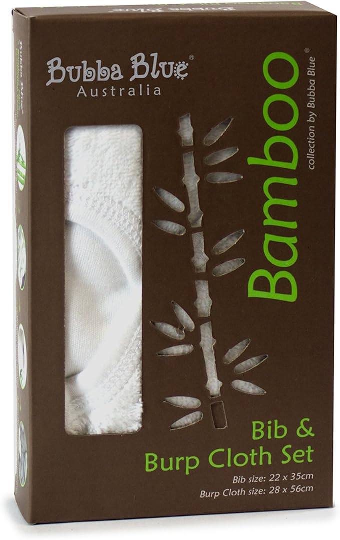 Bubba Blue Bamboo White Bib & Burp Cloth Set
