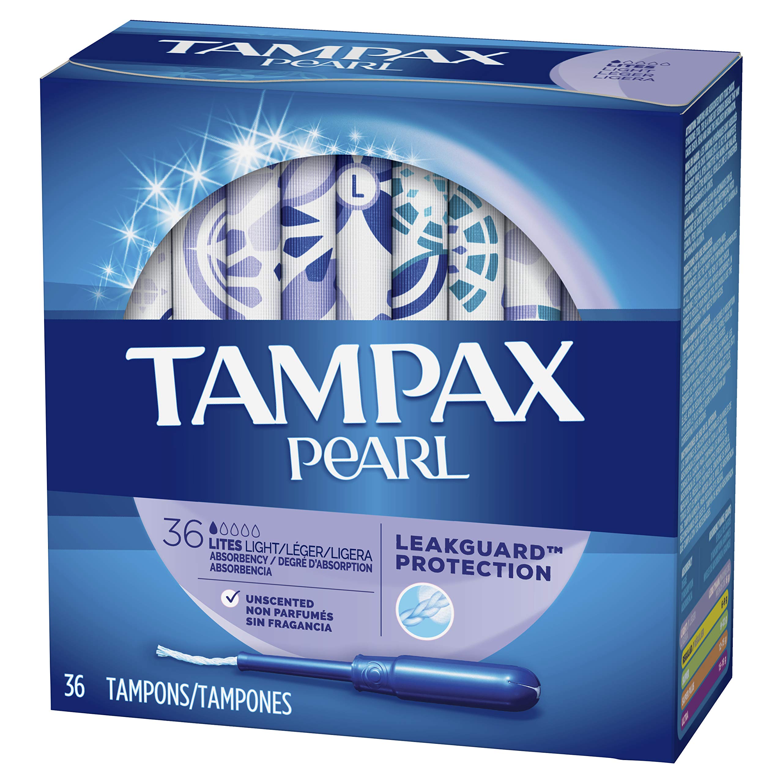 Tampax Pearl Plastic Tampons, Light Absorbency, Unscented, 36 Count