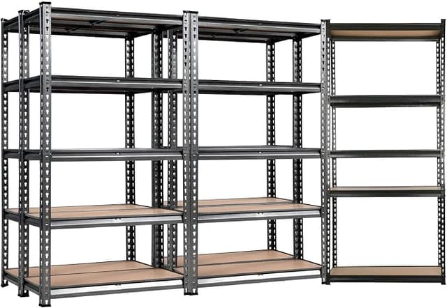 5x1.8M 5 Shelves Steel Warehouse Shelving Racking Garage Storage Rack Grey