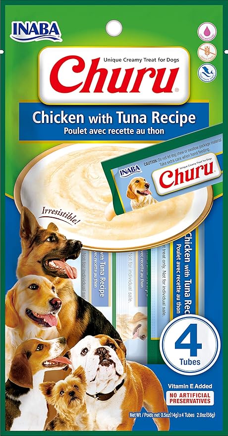 Inaba Dog Treat Churu Chicken with Tuna 14G x 4 x 6