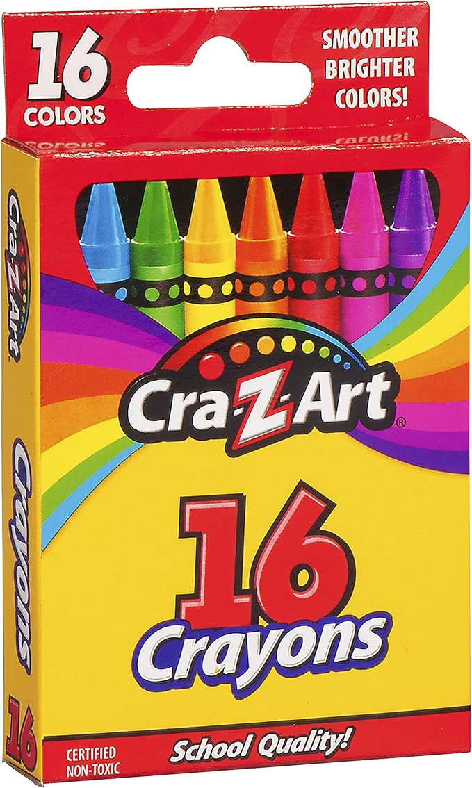 Cra-Z-Art Crayons, 16 Assorted Colors, 16/set