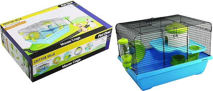 Pet One Critter Villa Mouse Wire Cage Blue & Green