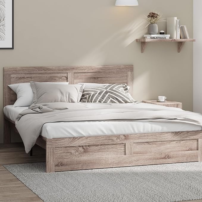 Oikiture Bed Frame King Size Wooden Frame Neo