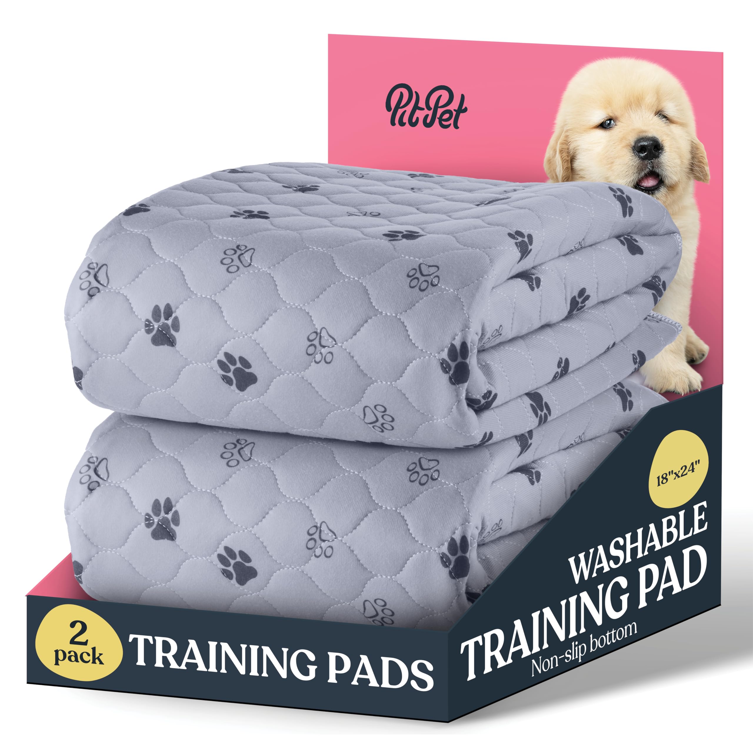 Super Absorbent Washable Pee Pads For Dogs - 2-Pack Superior Reusable Puppy Pads Pet Training Pads –100% Waterproof Dog Pee Pad Protects Against