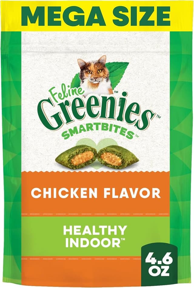 Greenies Smartbites Treats for Cats, Chicken Flavor, Healthy Indoor, Mega Size - 130 g