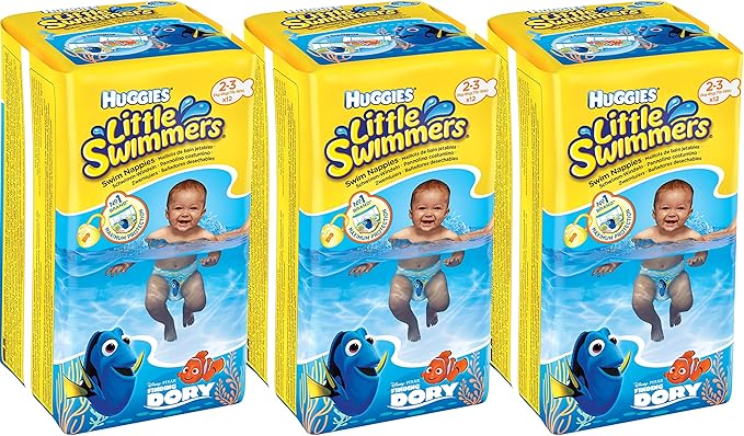 Huggies Little Swimmers, Swim Nappies - Size 2-3, 36 Pants - Adjustable Tabbed Sides for Secure Fit - Maximum Protection Swimming Nappies with Fun