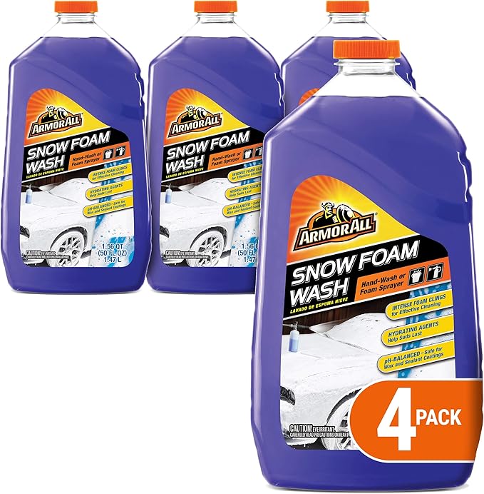 Armor All Car Wash Snow Foam Formula, Cleaning Concentrate For Cars, Truck, Motorcycle, Bottles, 50 fl oz, Pack of 4, 19141-4PK, Purple