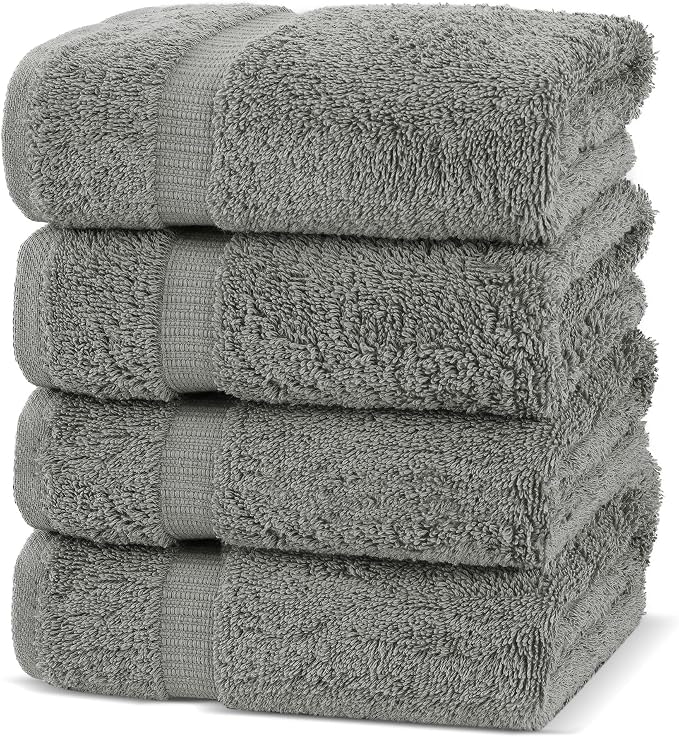 Chakir Turkish Linens Hotel & Spa Quality Highly Absorbent 100% Cotton Turkish Towel Set (Set of 4 Gray)
