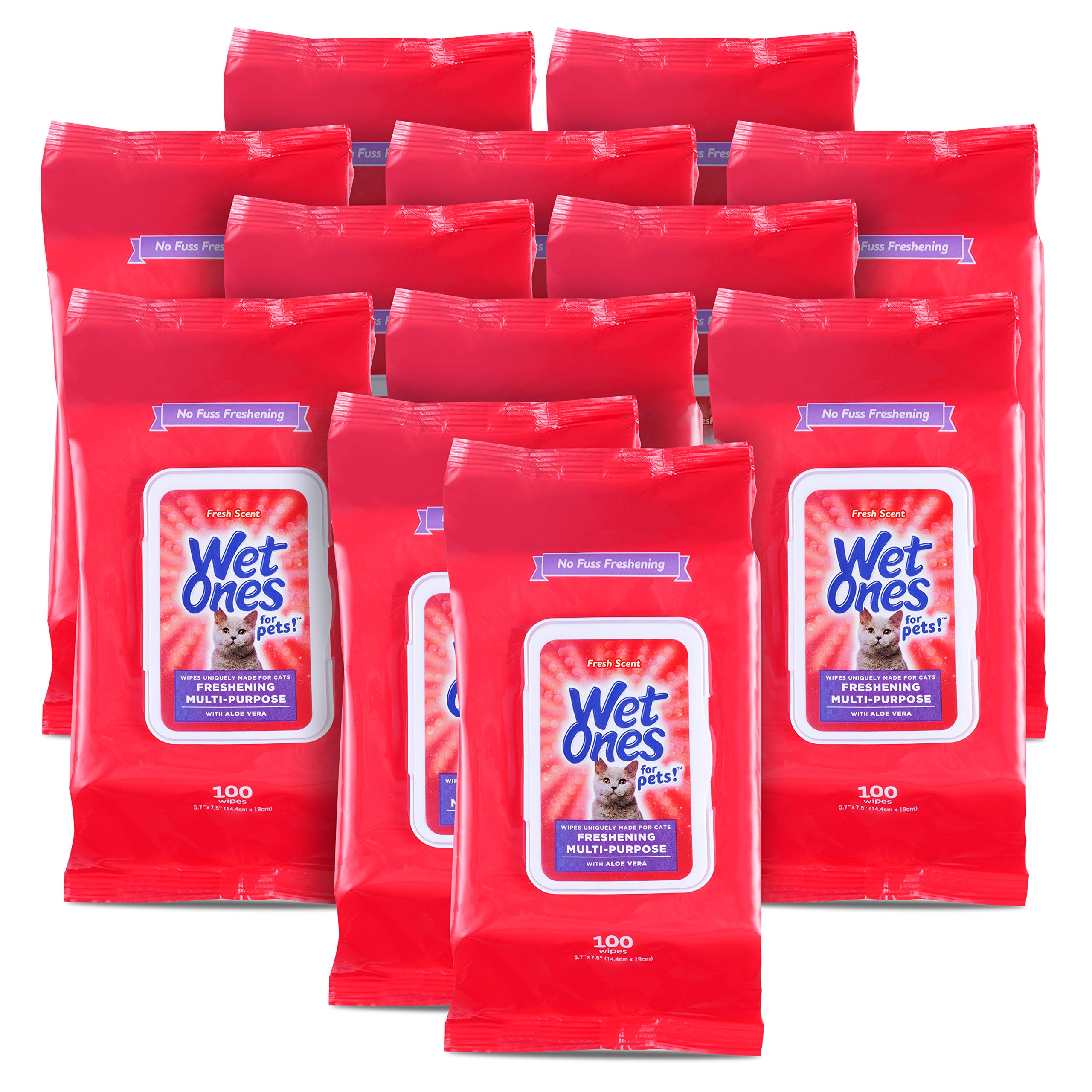 Wet Ones For Pets Freshening Multipurpose Wipes For Cats With Aloe Vera | Easy to Use Cat Cleaning Wipes, Freshening Cat Grooming Wipes For Pet