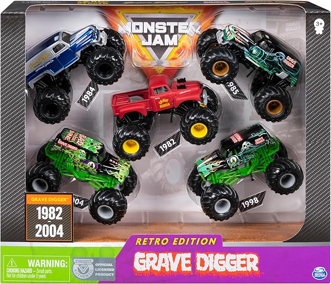 Monster Jam, Retro Edition Grave Digger 5-Pack 1:64 Scale Monster Trucks