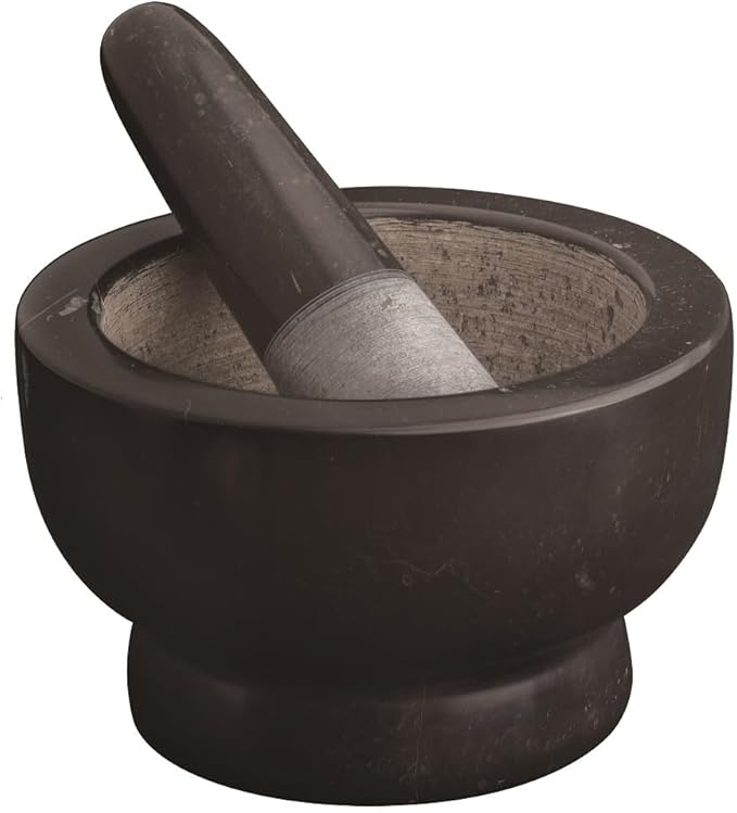 Avanti Marble Footed Mortar and Pestle 13cm - Black