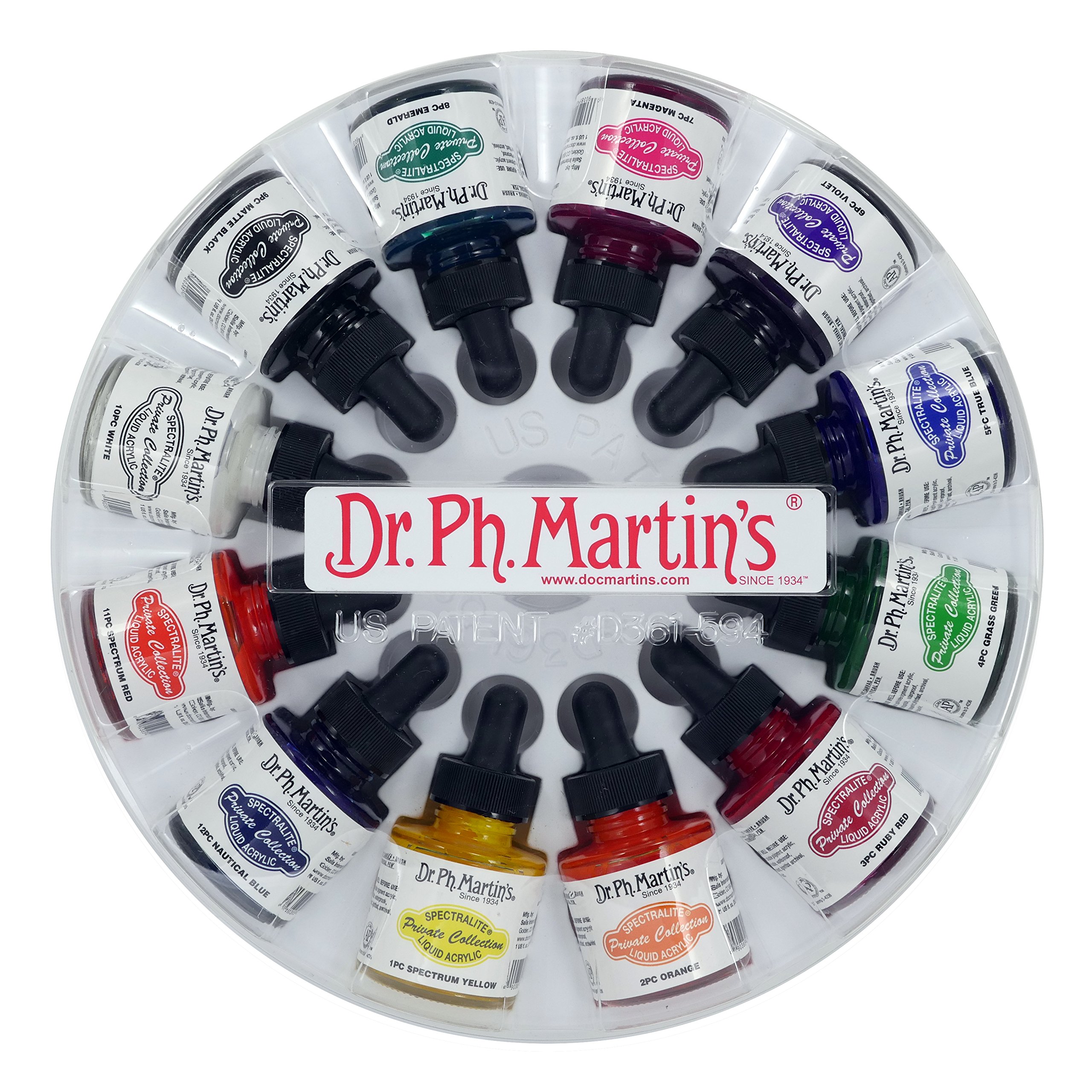Dr. Ph. Martin's Spectralite Private Collection Liquid Acrylic Ink 29.5ml Set of 12 (Set 1)