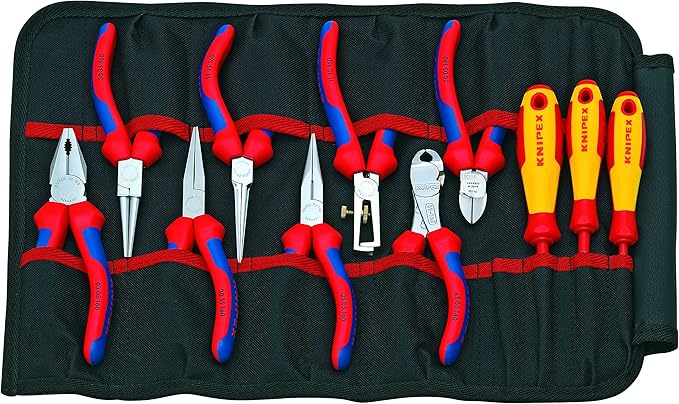 Knipex 11 Piece Electricians Tool Roll with Roll, VDE Approved, 00 19 41