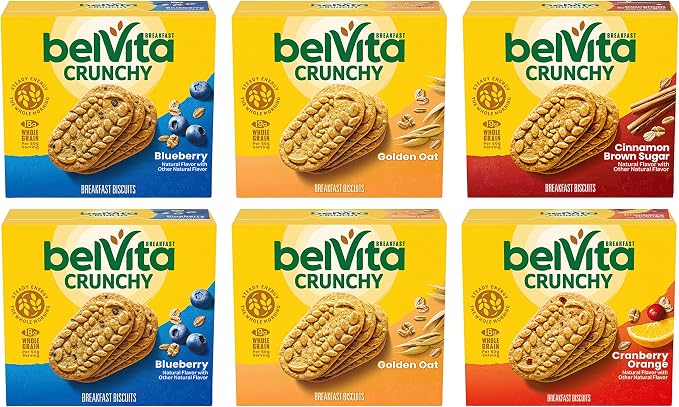 Belvita Breakfast Biscuits Variety Pack, 4 Flavors, 6 Boxes of 5 Packs (30 Total Packs)