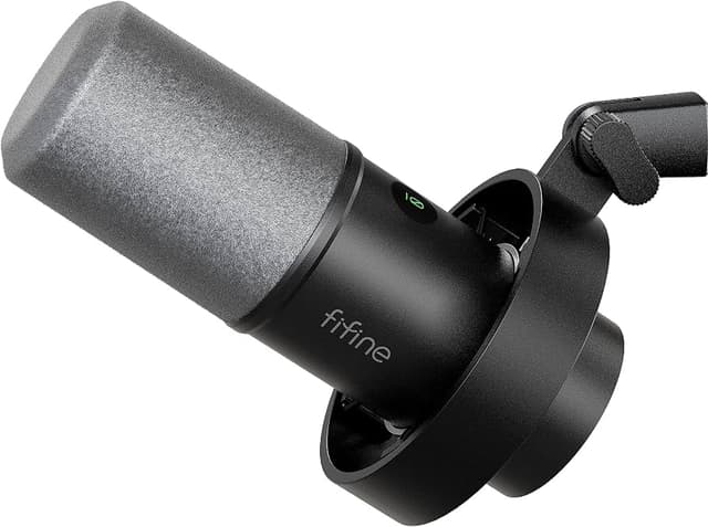 Fifine Dynamic Microphone, XLR/USB Podcast Recording PC Microphone For Vocal Streaming Voice-Over Gaming, Metal Mic With Mic Mute, Headphone Jack,