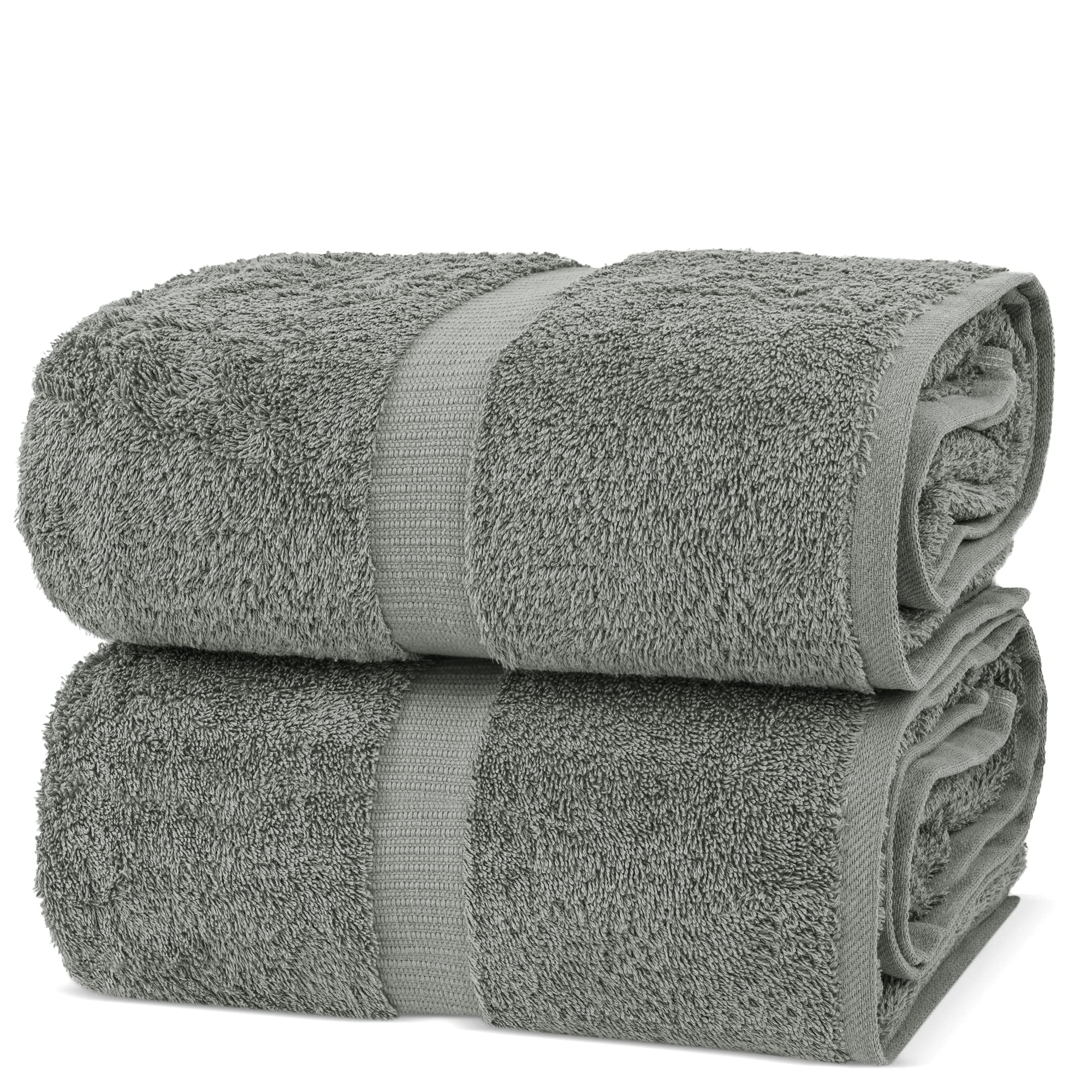 Chakir Turkish Linens Hotel & Spa Quality, Premium Cotton Turkish Towels (90cm x 180cm Jumbo Bath Towels - Grey) | Bathroom