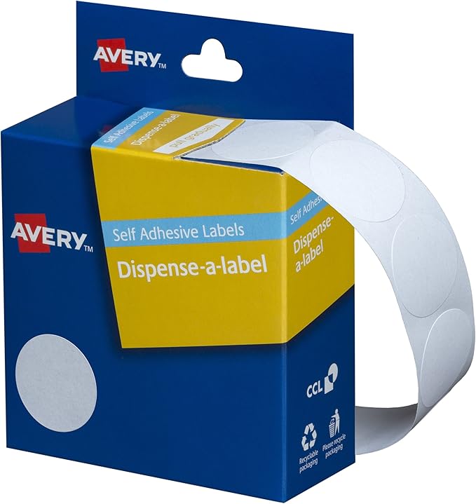 Avery 937293 White Dispenser Labels - Circle 32 mm - 350/PACK