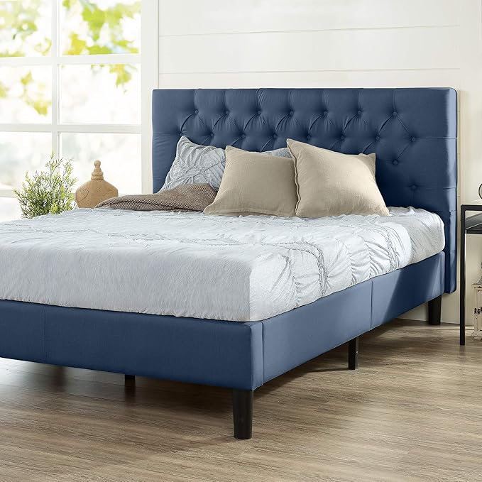 Zinus Tufted Fabric Bed Frame Navy - Queen