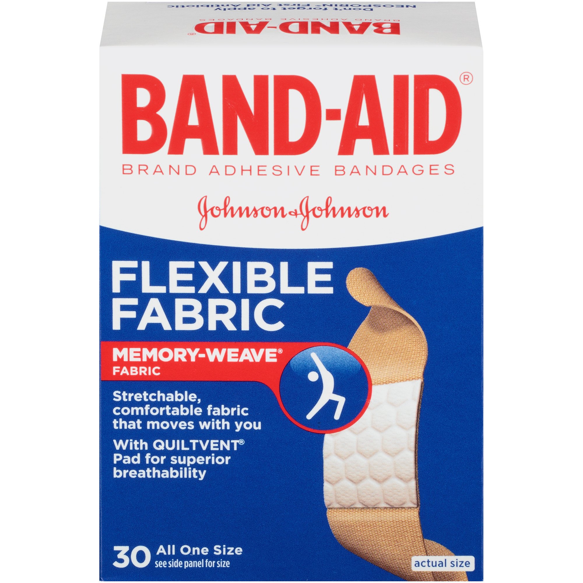 Band-Aid Flexible Fabric Adhesive Bandages, Assorted Sizes - 30 count