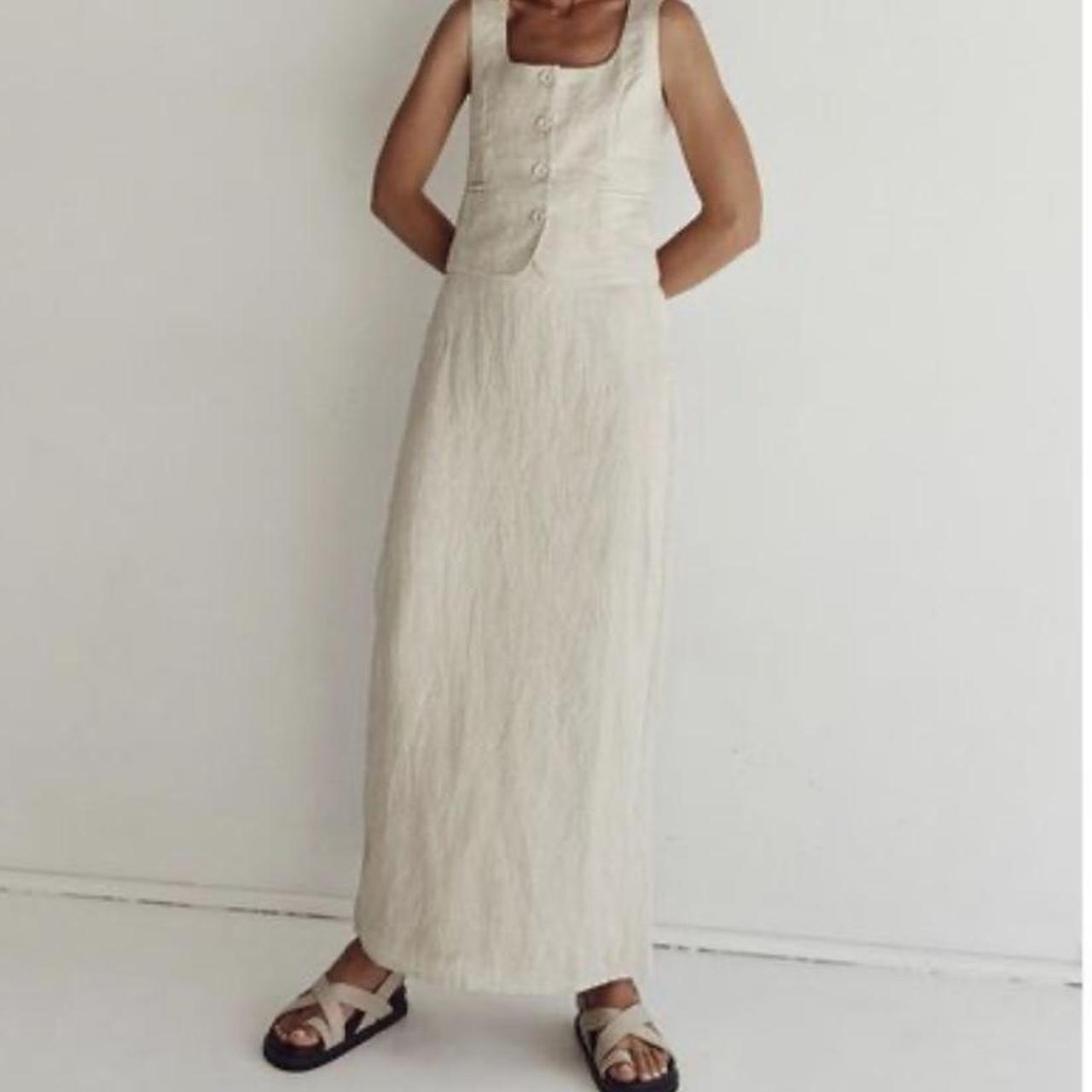 Roberts Linen Midi Skirt in White Size 8 by DISSH