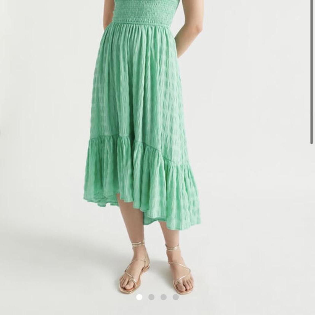 Seed Heritage Textured Gingham Strapless Midi Dress Green 6