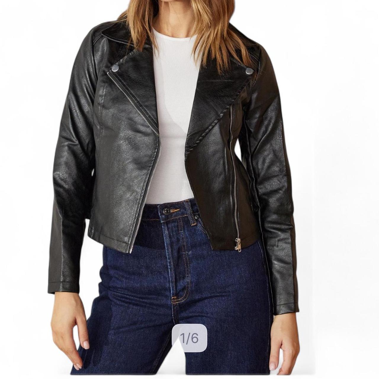 Atmos&Here - Women's Black Leather Jackets - Harper PU Biker Jacket - Size 12 at The Iconic