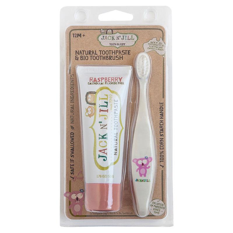 Jack N' Jill Tooth Buddy Raspberry Toothpaste & Bio Toothbrush 12m+
